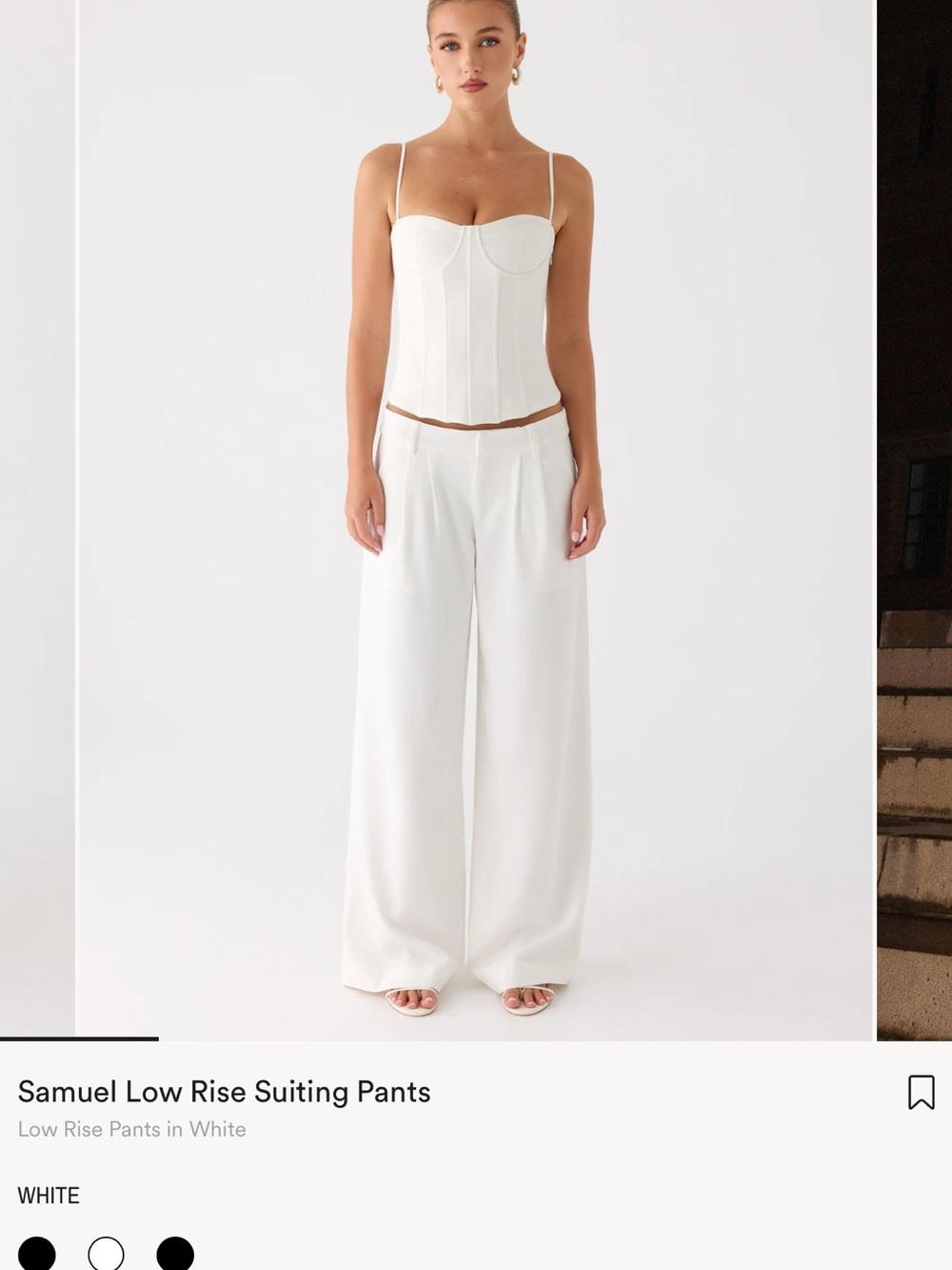 Peppermayo Samuel Low Rise Suiting Pants in White